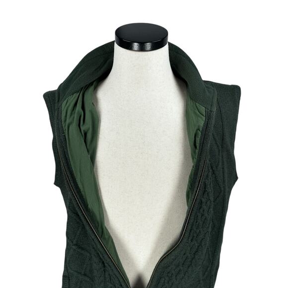 Carraig Donn Sweater Vest Men’s Large Green Cable Knit Sleeveless Full Zip Wool - Picture 4 of 11